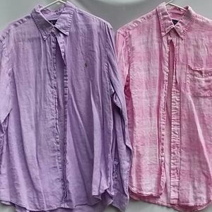 Two Polo Ralph Lauren Linen Button Down Shirts